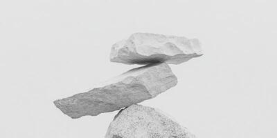 Grayscale abstract composition featuring balanced geometric rocks photo