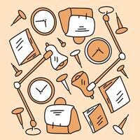 School Tools And Stationery Icon Set Pattern vector