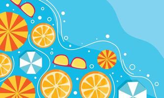 Beach With Yellow Float, Shells, and Starfish Decoration vector