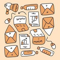 Mail And Letter Pattern With Doodle Style vector