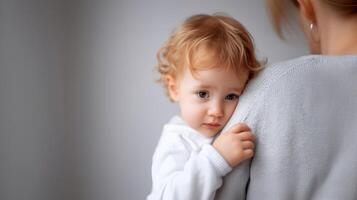 A tender moment between a toddler and their mother, capturing emotional safety, trust, and the essence of calm, responsive parenting. photo