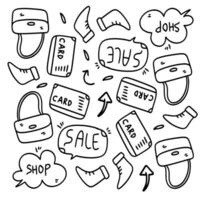 Cute Shopping Bag With Sale And Payment Icons vector