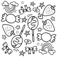 Candy and Sweets Doodle with Rainbows and Stars vector