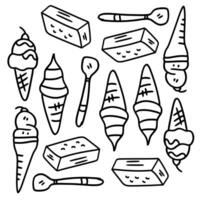 Hand Drawn Ice Cream and Snack Set vector