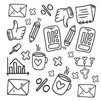 Startup Communication and Social Interaction Doodles vector