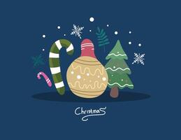 Merry Christmas Message with Decorations vector