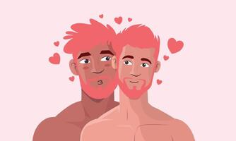 Two Men with Hearts and Affection vector