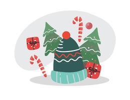 Winter Hat with Candy Canes vector