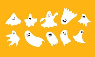 Yellow Background with Cartoon Floating Ghost Characters vector