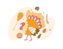 Thanksgiving Background with Turkey and Leaves vector
