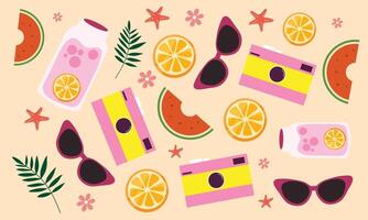 Refreshing Summer Background with Fruits and Juice vector