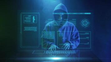 cybercriminal hacker enters text on the keyboard video
