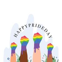 Rainbow Painted Mountains with Happy Pride Day Text vector