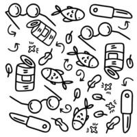 Picnic Doodles with Drinks, Bottles and Cans vector