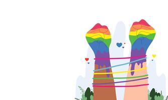 Rainbow Fist Raised Up from Mountains for Pride Power vector