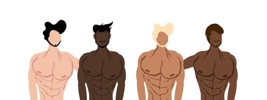 Flat Illustration of Diverse Men in Society vector