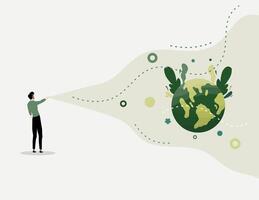 Man Spraying Green Environment Across the Globe vector