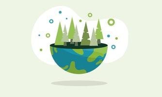 Earth With Trees Showing Reforestation And Sustainability vector