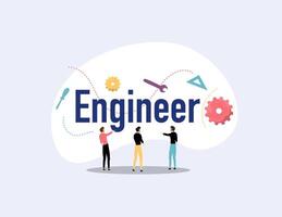 People Celebrating Engineer Day Together with Flags vector