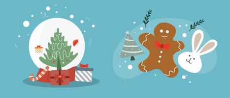 Gingerbread Man and Snow Globe vector