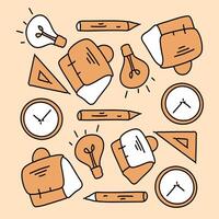 Simple Office Tools in Doodle Set Bundle Style vector