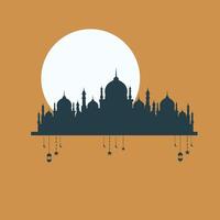 Mosque Silhouette in Front of Full Moon vector