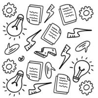 Hand Drawn Business Icons with Energy and Documents vector