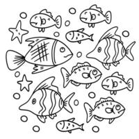 Deep Sea Creatures Sketch Bundle Pack vector