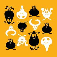 Funny monster faces in colorful group layout set bundle vector