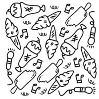 Music and Ice Cream Doodle Icon Mashup vector