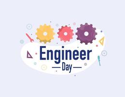 Engineer Day With Gears and Celebration Elements vector