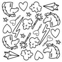 Magical Unicorn Fantasy World with Clouds and Hearts vector