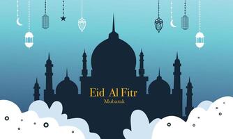 Ramadan Background with Silhouette Mosque Design vector