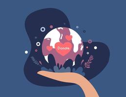 Hand Holding Earth with 'Donate' Message vector