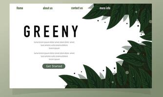 Green Landing Page Design with Leaf and Nature Theme vector