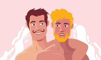 Playful Couple with Pink Foam Background vector