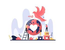 Dove Hugging Heart for Global Peace Message vector
