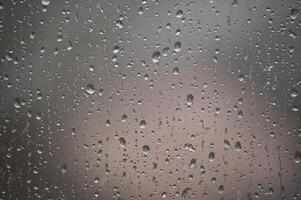 Raindrops on Window With Blurry Overcast Background photo