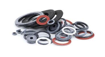 A diverse assortment of rubber gaskets and seals, essential for various mechanical applications. photo