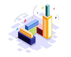 Isometric Business Park with Colorful Themes vector
