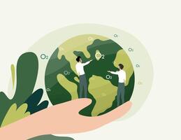 Saving the Earth with Hand and Nature vector