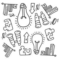 Innovation and Startup Symbols with Lightbulbs and Tools vector