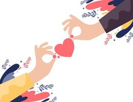 Hands Passing a Heart for Love and Support vector
