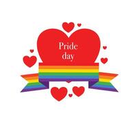 Pride Day Ribbon with Red Hearts Design vector