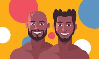 Smiling Couple on Polka Dot Background vector