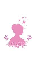 Pink Background with Elegant Floral Woman Silhouette vector