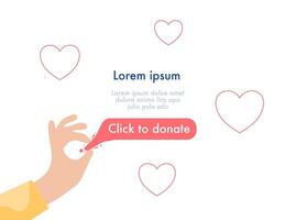 Online Donation Button with Heart Icons Illustration vector
