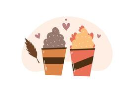 Chocolate and Vanilla Cup Pair With Sprinkles Design vector