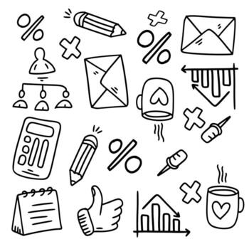 Startup Icons Set with Graphs and Messages vector