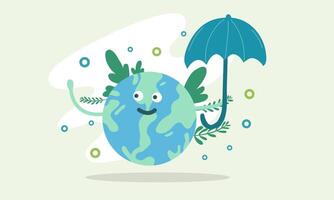 Earth Protected by Umbrella Showing Global Peace vector